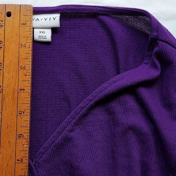 Ava‎ & Viv XXL V Neck Midi Wrap Dress Purple Textured - Picture 5 of 10